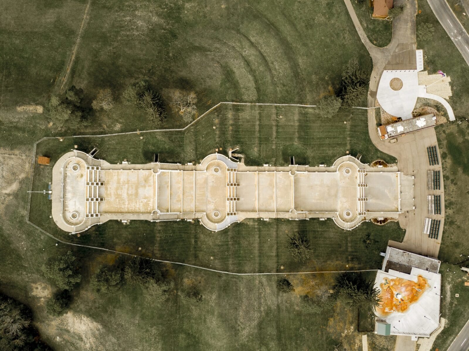 aerial drone view of an estate